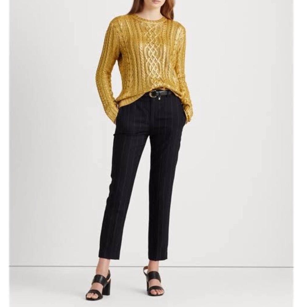 St. John luxe cable knit gold sweater
